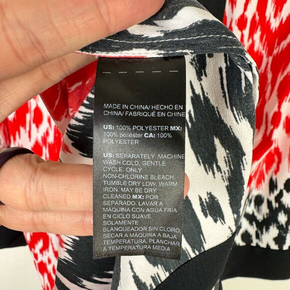 Chico's | Travelers Collection S/M Orange Black Ikat Print Open Layering Kimono - Picture 11 of 11